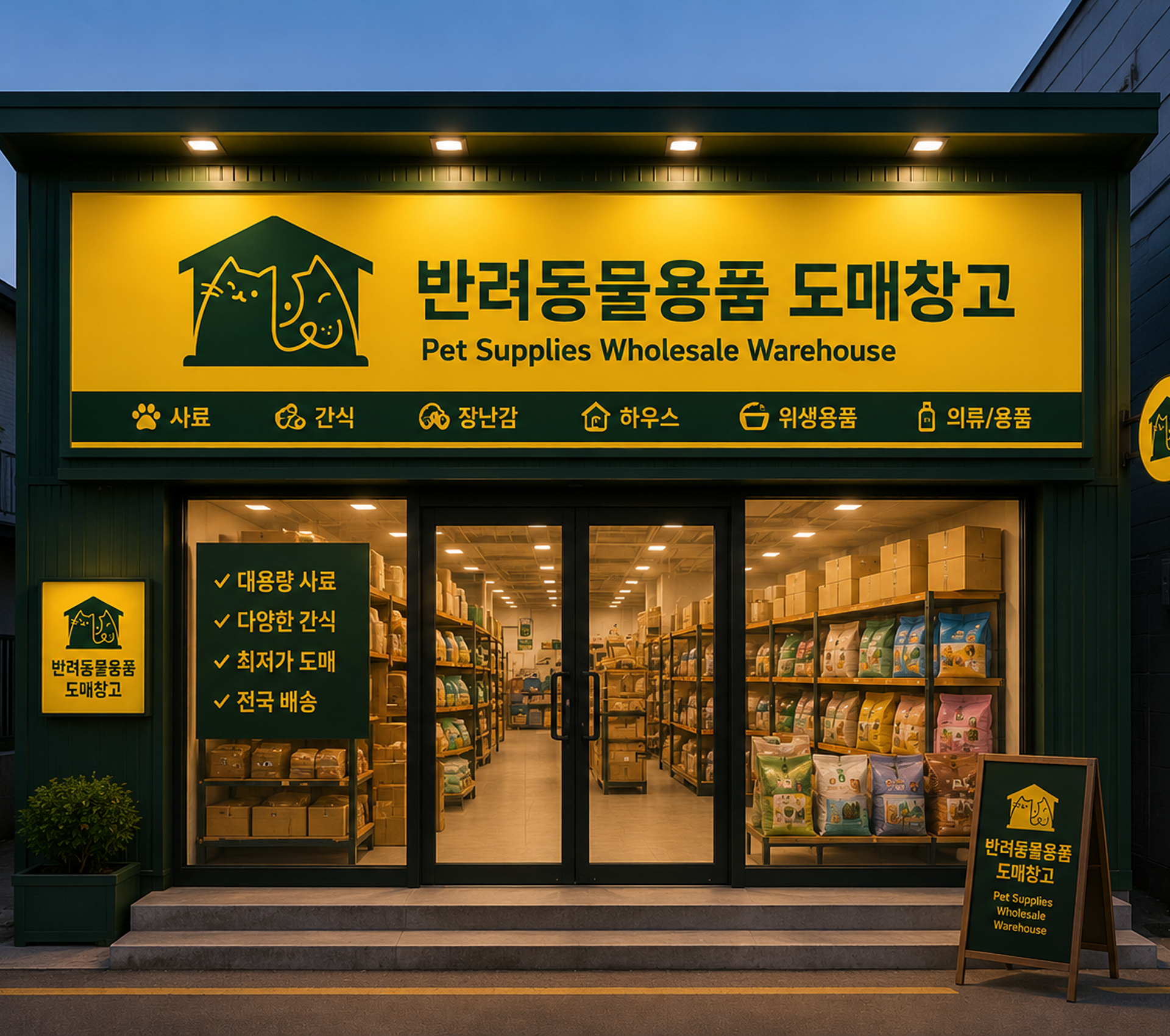 반려동물용품 도매창고 매장